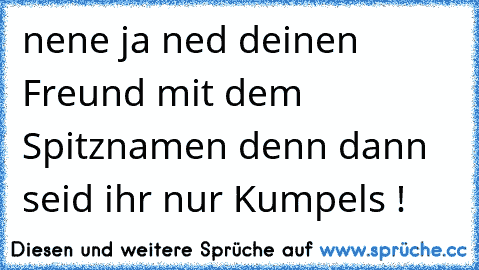 nene ja ned deinen Freund mit dem Spitznamen denn dann seid ihr nur Kumpels !