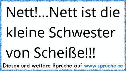 Nett!...Nett ist die kleine Schwester von Scheiße!!!