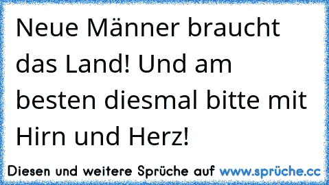 Neue Männer braucht das Land! Und am besten diesmal bitte mit Hirn und Herz!