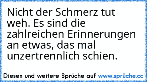 Nicht der Schmerz tut weh. Es sind die zahlreichen Erinnerungen an etwas, das mal unzertrennlich schien.