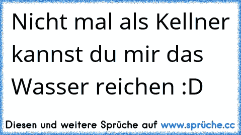 Nicht mal als Kellner kannst du mir das Wasser reichen :D