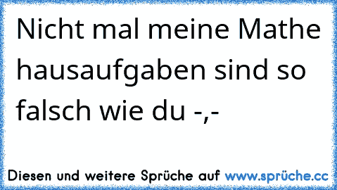 Nicht mal meine Mathe hausaufgaben sind so falsch wie du -,-