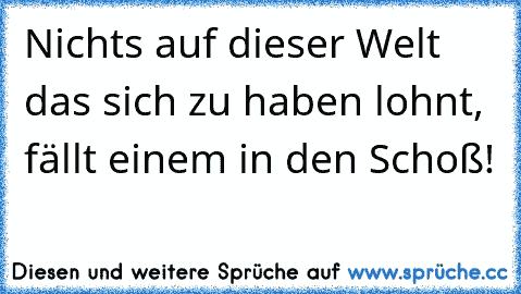 Nichts auf dieser Welt das sich zu haben lohnt, fällt einem in den Schoß!