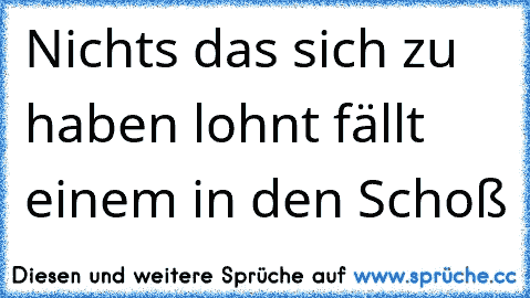 Nichts das sich zu haben lohnt fällt einem in den Schoß