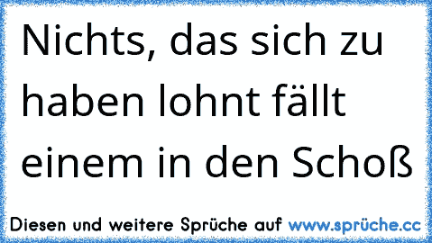 Nichts, das sich zu haben lohnt fällt einem in den Schoß