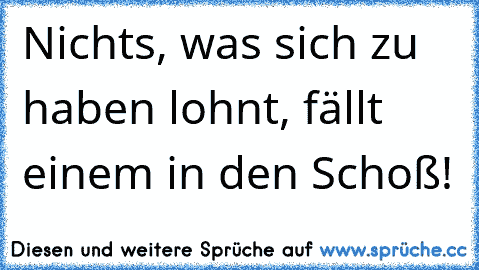 Nichts, was sich zu haben lohnt, fällt einem in den Schoß!