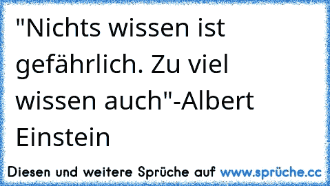 "Nichts wissen ist gefährlich. Zu viel wissen auch"
-Albert Einstein