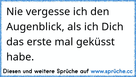 Nie vergesse ich den Augenblick, als ich Dich das erste mal geküsst habe. 