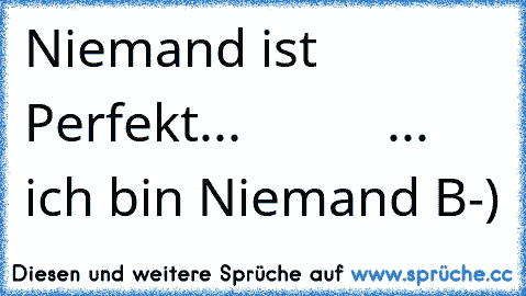 Niemand ist Perfekt...
           ... ich bin Niemand B-)