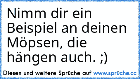 Nimm dir ein Beispiel an deinen Möpsen, die hängen auch. ;)