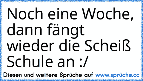 Noch eine Woche, dann fängt wieder die Scheiß Schule an :/