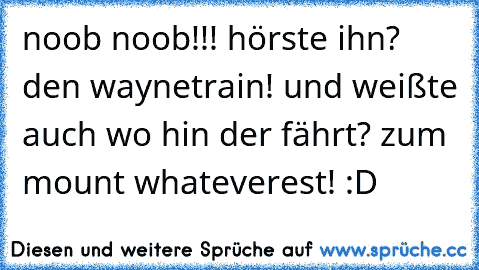 noob noob!!! hörste ihn? den waynetrain! und weißte auch wo hin der fährt? zum mount whateverest! :D