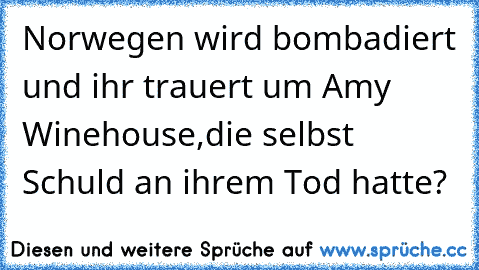 Norwegen wird bombadiert und ihr trauert um Amy Winehouse,die selbst Schuld an ihrem Tod hatte?