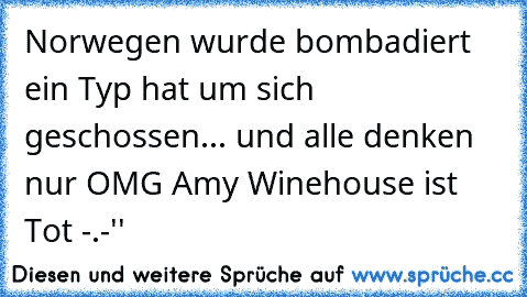 Norwegen wurde bombadiert ein Typ hat um sich geschossen... und alle denken nur OMG Amy Winehouse ist Tot -.-''