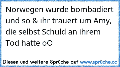 Norwegen wurde bombadiert und so & ihr trauert um Amy, die selbst Schuld an ihrem Tod hatte oO