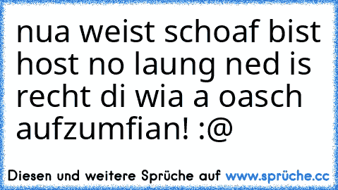 nua weist schoaf bist host no laung ned is recht di wia a oasch aufzumfian! :@