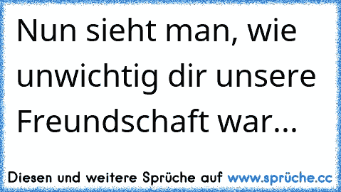 Nun sieht man, wie unwichtig dir unsere Freundschaft war...