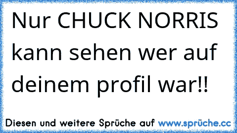 Nur CHUCK NORRIS kann sehen wer auf deinem profil war!!