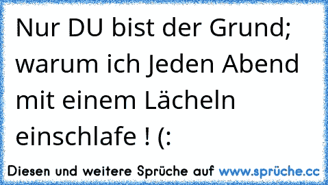 Nur DU bist der Grund; warum ich Jeden Abend mit einem Lächeln einschlafe ! (: ♥