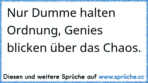 Nur Dumme halten Ordnung, Genies blicken über das Chaos.