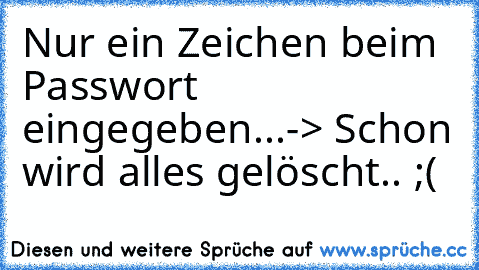 Nur ein Zeichen beim Passwort eingegeben...
-> Schon wird alles gelöscht.. ;(