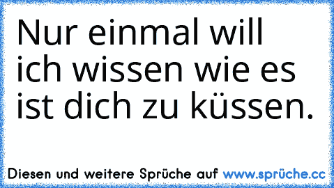 Nur einmal will ich wissen wie es ist dich zu küssen.