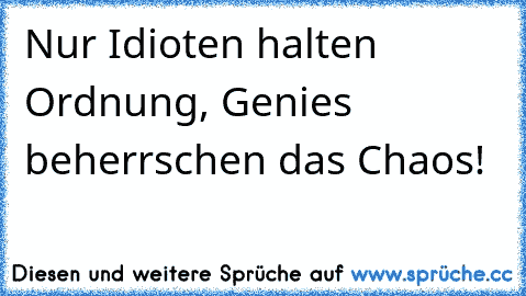 Nur Idioten halten Ordnung, Genies beherrschen das Chaos!