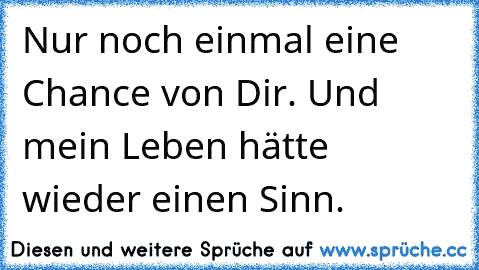 Nur noch einmal eine Chance von Dir. Und mein Leben hätte wieder einen Sinn.