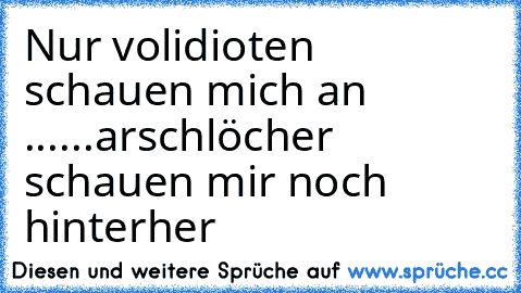 Nur volidioten schauen mich an ...
...arschlöcher schauen mir noch hinterher