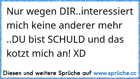 Nur wegen DIR..interessiert mich keine anderer mehr ..DU bist SCHULD und das kotzt mich an! XD