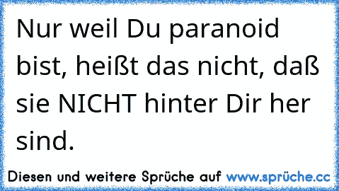 Nur weil Du paranoid bist, heißt das nicht, daß sie NICHT hinter Dir her sind.