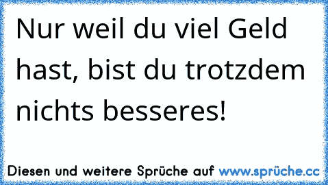 Nur weil du viel Geld hast, bist du trotzdem nichts besseres!