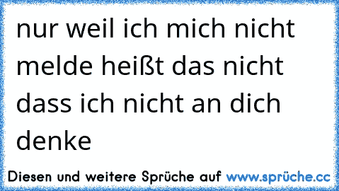 nur weil ich mich nicht melde heißt das nicht dass ich nicht an dich denke 