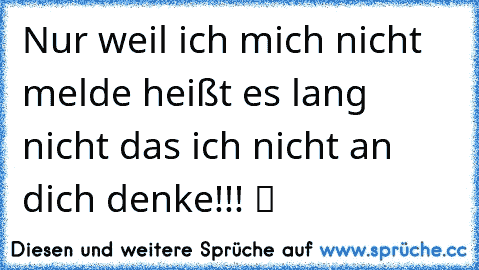 Nur weil ich mich nicht melde heißt es lang nicht das ich nicht an dich denke!!! ツ