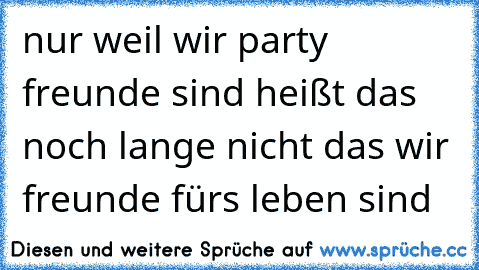 nur weil wir party freunde sind heißt das noch lange nicht das wir freunde fürs leben sind