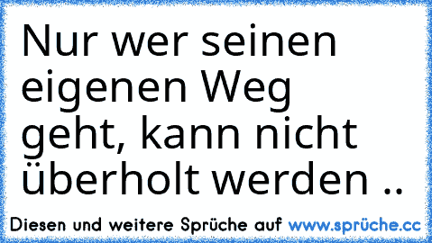 Nur wer seinen eigenen Weg geht, kann nicht überholt werden ..