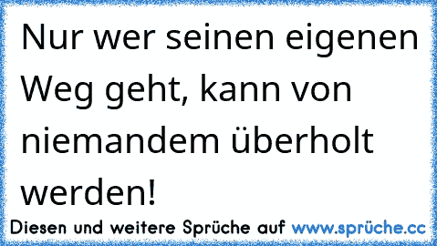 Nur wer seinen eigenen Weg geht, kann von niemandem überholt werden!