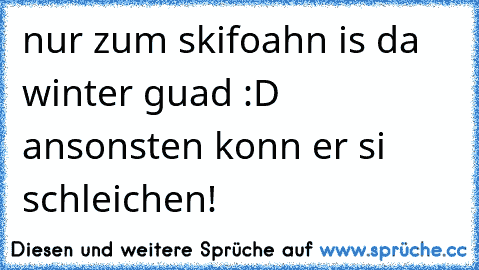 nur zum skifoahn is da winter guad :D ansonsten konn er si schleichen!