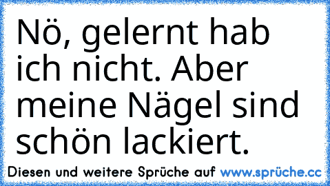 Nö, gelernt hab ich nicht. Aber meine Nägel sind schön lackiert.