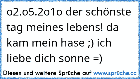 o2.o5.2o1o der schönste tag meines lebens! da kam mein hase ;) ich liebe dich sonne =)