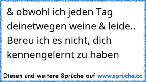 & obwohl ich jeden Tag deinetwegen weine & leide.. Bereu ich es nicht, dich kennengelernt zu haben ♥