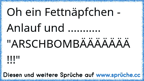 Oh ein Fettnäpfchen - Anlauf und ........... "ARSCHBOMBÄÄÄÄÄÄÄ !!!"