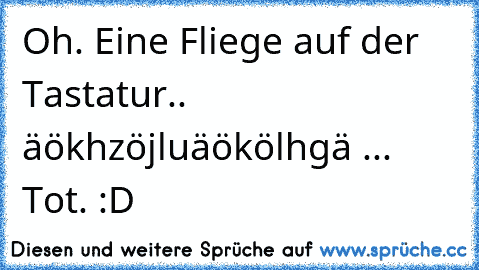 Oh. Eine Fliege auf der Tastatur.. äökhzöjluäökölhgä ... Tot. :D