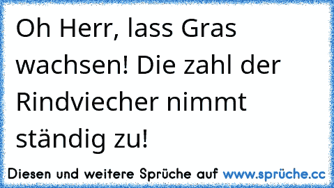 Oh Herr, lass Gras wachsen! Die zahl der Rindviecher nimmt ständig zu!