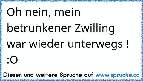 Oh nein, mein betrunkener Zwilling war wieder unterwegs ! :O