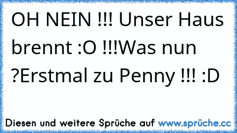 OH NEIN !!! Unser Haus brennt :O !!!
Was nun ?
Erstmal zu Penny !!! :D