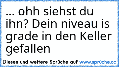 ... ohh siehst du ihn? Dein niveau is grade in den Keller gefallen