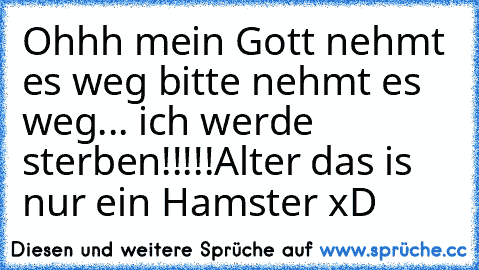 Ohhh mein Gott nehmt es weg bitte nehmt es weg... ich werde sterben!!!!!
Alter das is nur ein Hamster xD