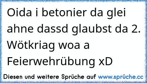 Oida i betonier da glei ahne dassd glaubst da 2. Wötkriag woa a Feierwehrübung xD