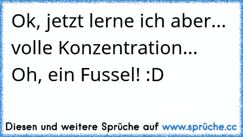 Ok, jetzt lerne ich aber... volle Konzentration... Oh, ein Fussel! :D